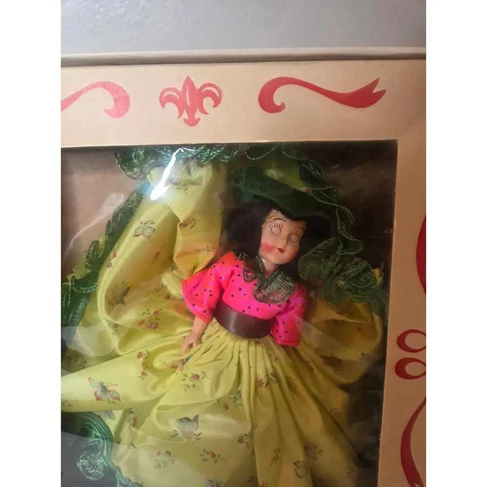 Vintage LittleDarling Doll Miss Italy in Yellow and Pink in Original Display Box